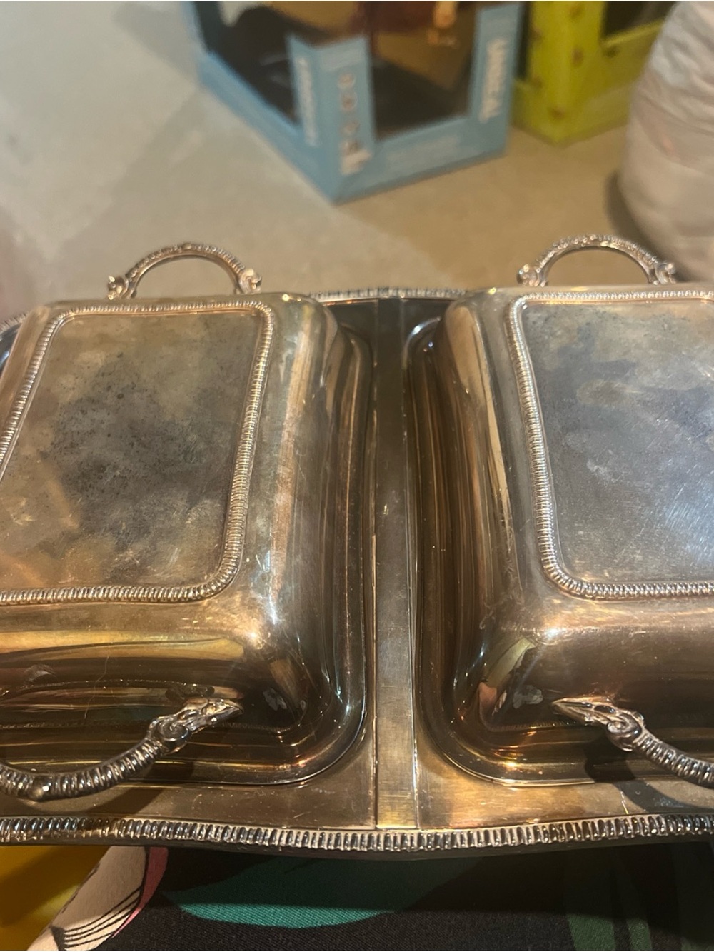 Silver-Tone Double Covered Serving Dish Set - Elegant Food Storage
